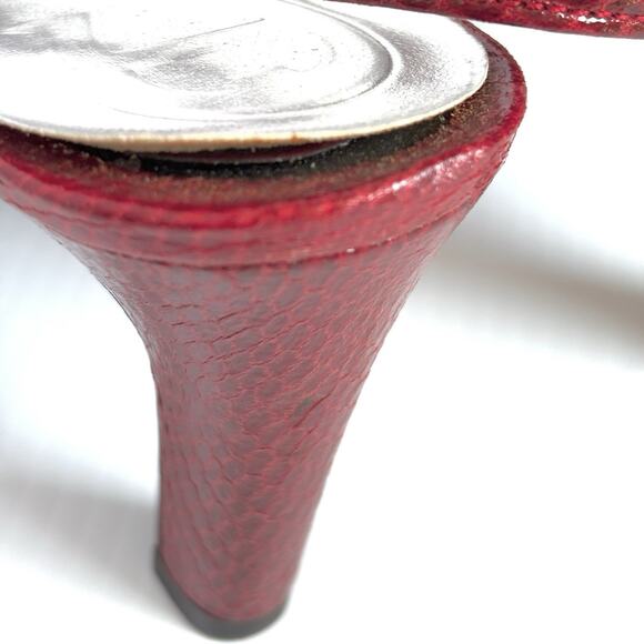Etienne Aigner E-Ophelia Burgundy Red Snakeskin Slingback Heels Women’s 9.5M - Picture 10 of 10